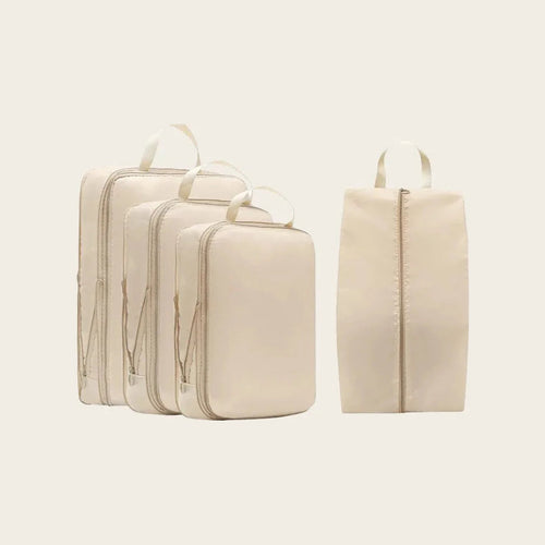 Ordvik Packwürfel-Set, vier Teile in Beige nebeneinander